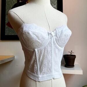 Vintage 80s Ivory Lace Corset Top | Madonna Bridal Lingerie | Size 38B